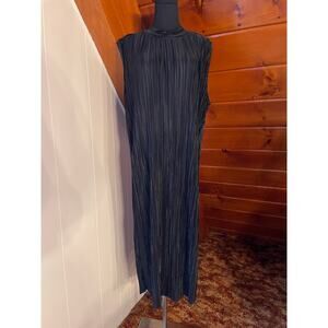 H&M Plisse Pleated Oversized Mockneck Dress in Black Sz XL